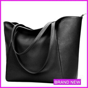 Large Vegan Leather Tote Bag with Zipper, Oversized Weekender Work Purse